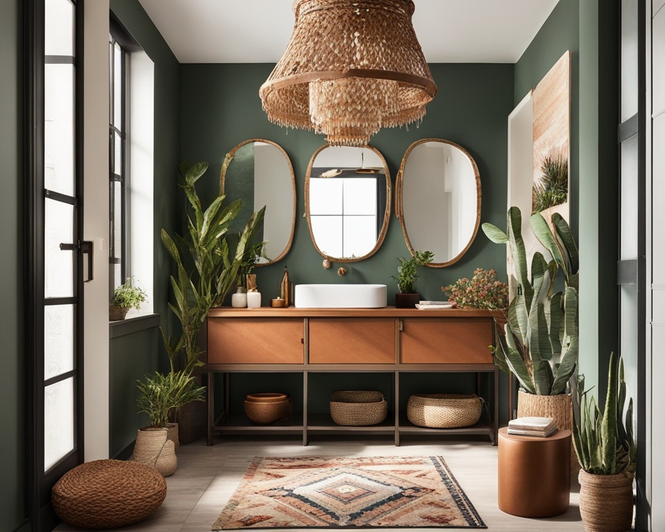 contemporary boho bathroom
